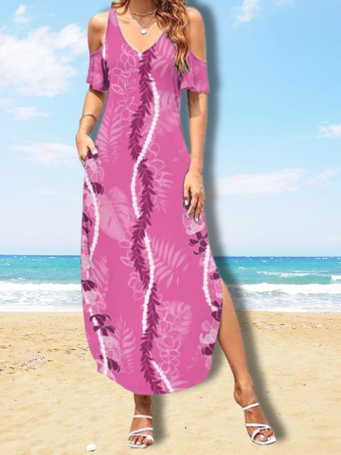 Long Dress hawaii pink - Hawaiian Dresses for Women Long Dress hawaii pink