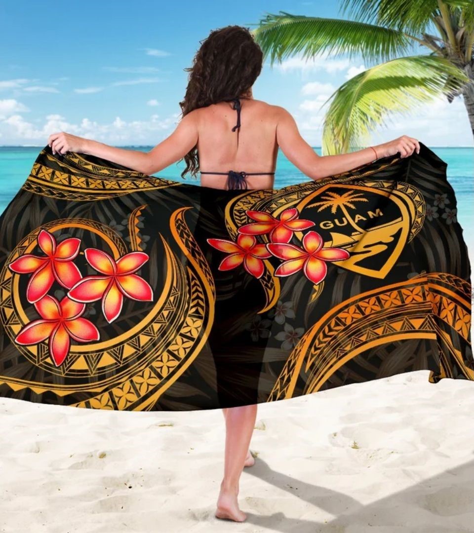 Pareo vs Sarong - Guam Sarong - Gold Plumeria