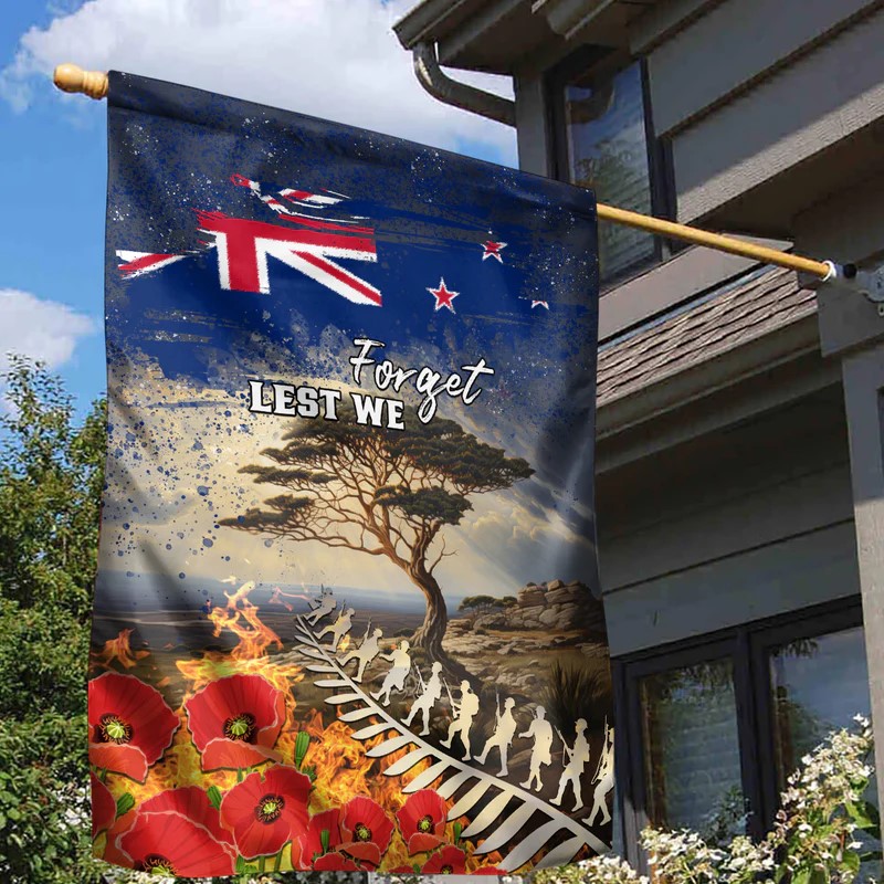 New Zealand ANZAC Day Garden Flag The Lonesome Pine With Soldier Fern LT05