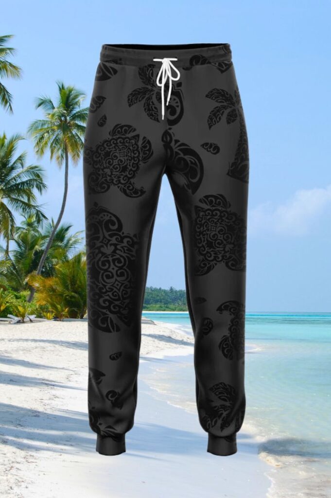polynesian pride black jogger pants - what pants to wear with a hawaiian shirt