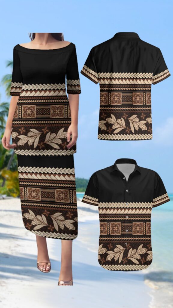 samoa black couple outfit - samoa traditional clothing