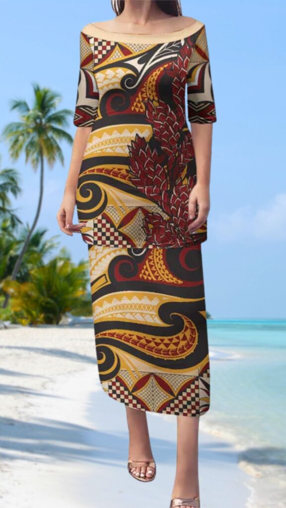 samoa brown puletasi - samoa traditional clothing