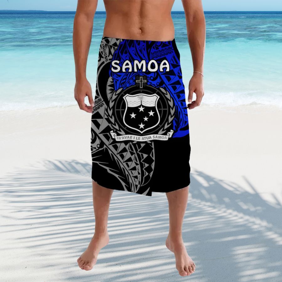 Custom Samoa Lavalava Samoan Blue Polynesian - hawaiian dress for party