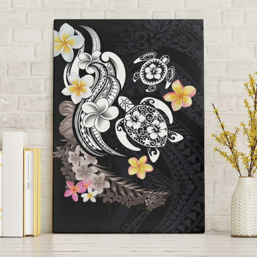 Hawaiian Tropical Plumeria Turtles Canvas Wall Art Polynesian Art Tattoo - hawaiian dress for party