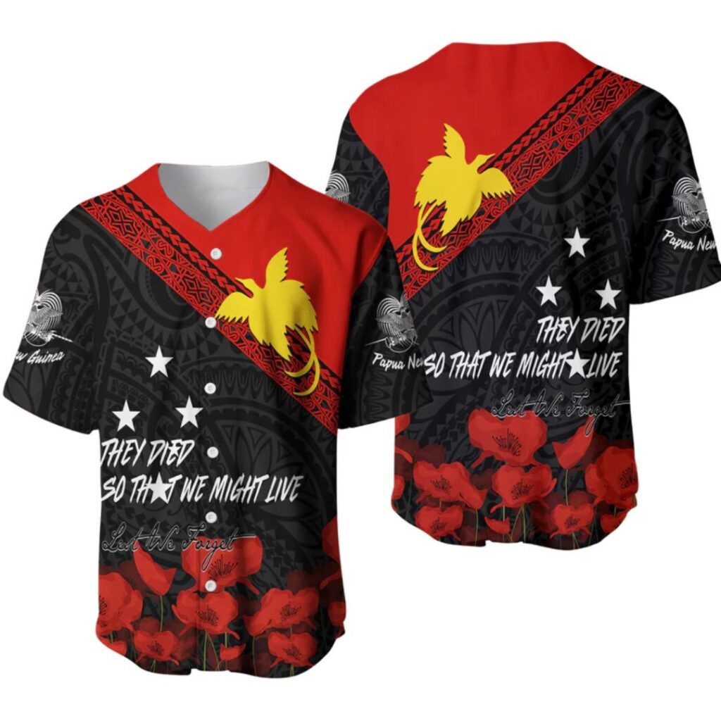 Papua New Guinea Baseball Jersey PNG Remembrance Day