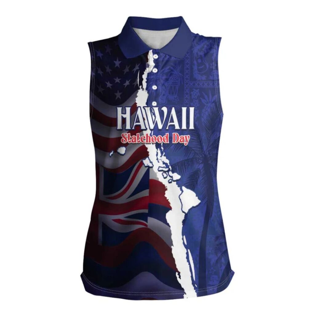 Personalized Hawaii Statehood Day Women Sleeveless Polo Shirt 66th Anniversary