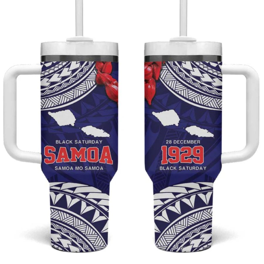 Samoa Black Saturday Tumbler With Handle Samoa mo Samoa with Blue Ula Fala - hawaiian dress for party