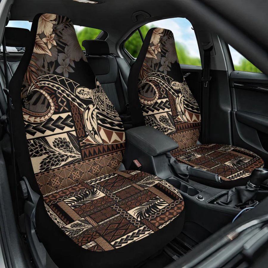 Vaiaso o le Gagana Samoa Car Seat Cover Siapo Motif Black - hawaiian dress for party