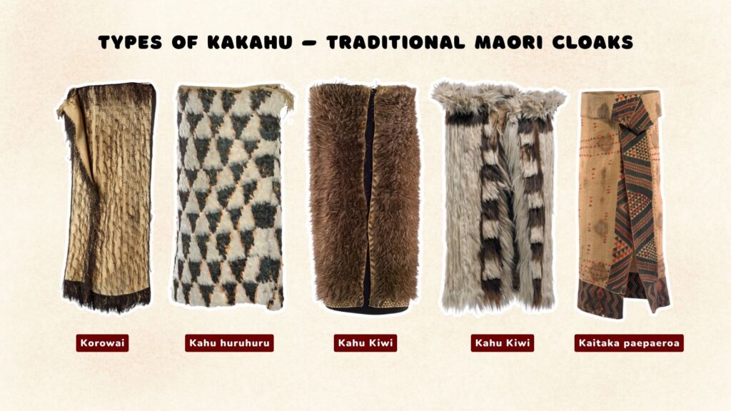 Different Types of Maori Kakahu - New Zealand Traditional Dress Hukahuka korowai, kahu huruhuru, kahu kiwi, and kaitaka paepaeroa – types of traditional Māori cloaks (kākahu)