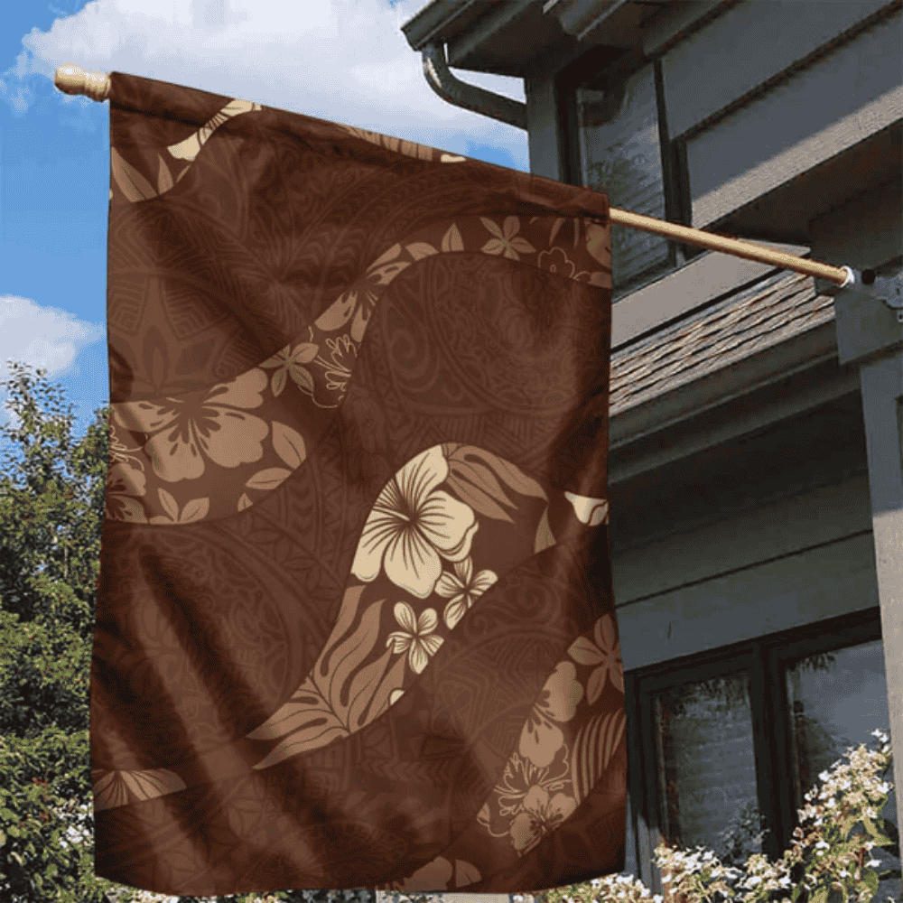 Aloha Hawaii Floral Tapa Garden Flag Patchwork Mocha LT7