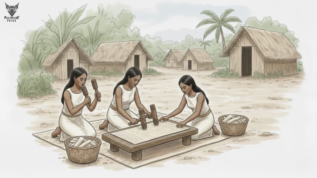 Beating with Wooden Tools barkcloth - what is barkcloth Beating with Wooden Tools barkcloth - what is barkcloth