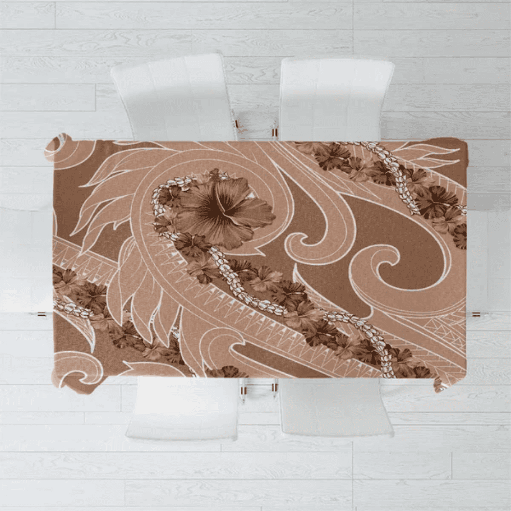 Hawaii Brown Hibiscus Pikake Lei Tablecloth LT05