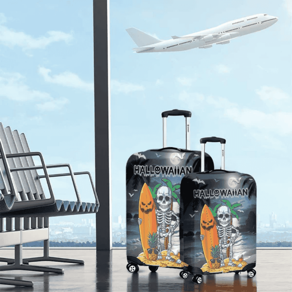 Hawaii Halloween Luggage Cover Hallowaiian Skeleton Surf LT05