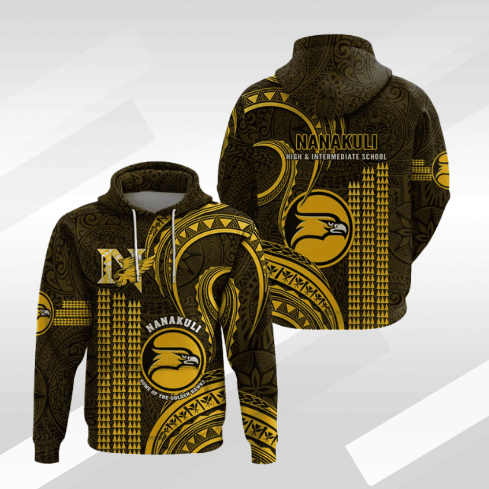 Hawaii Nanakuli High and Intermediate School Hoodie Polynesian Kakau Pattern LT14