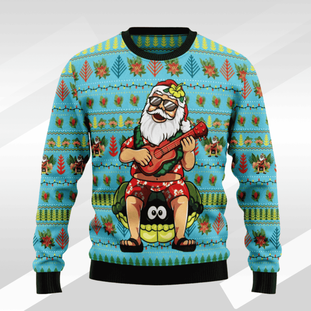 Hawaii Sweatshirt - Santa and Ukulele Christmas Sweatshirt Ugly Style - AH 4.65 3,207 Sto