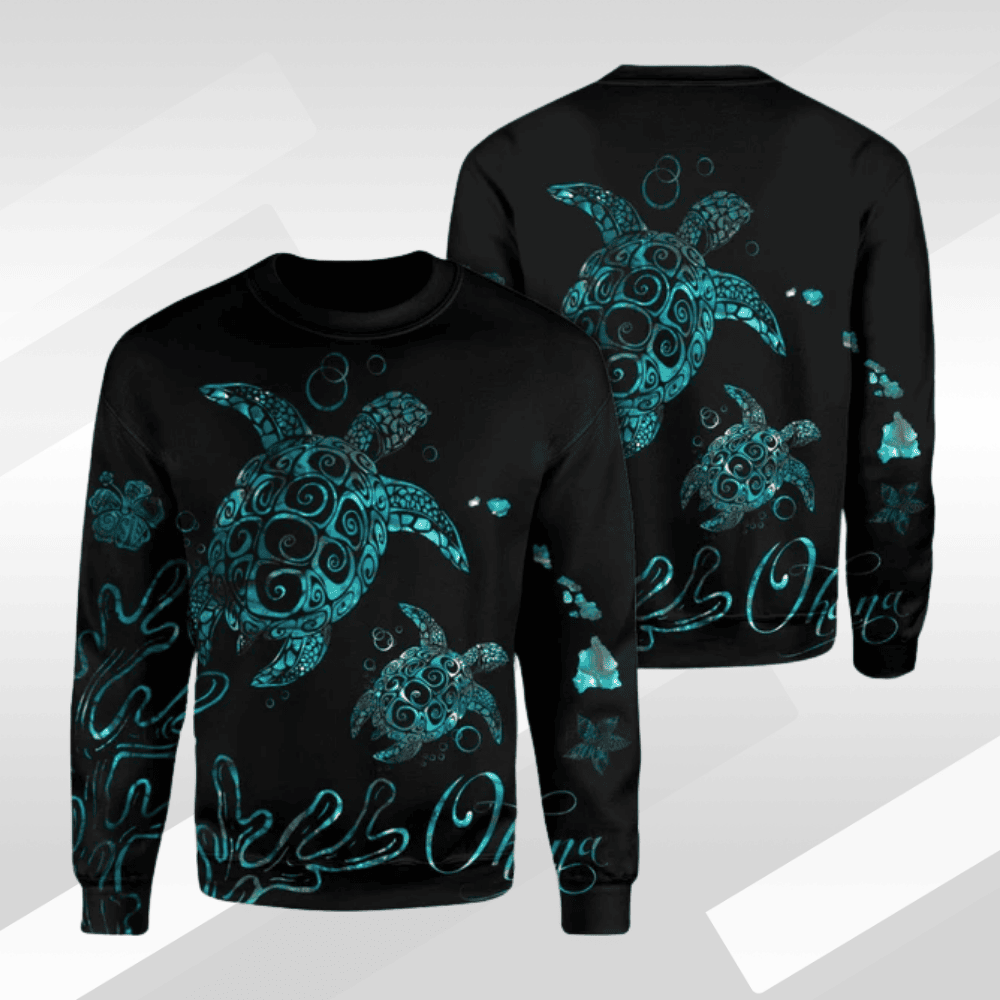 Hawaii Turtle Ohana Paua Shell Sweatshirt - AH