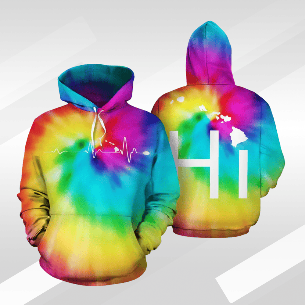 Hawaiian Map Hoodie Tie Dye