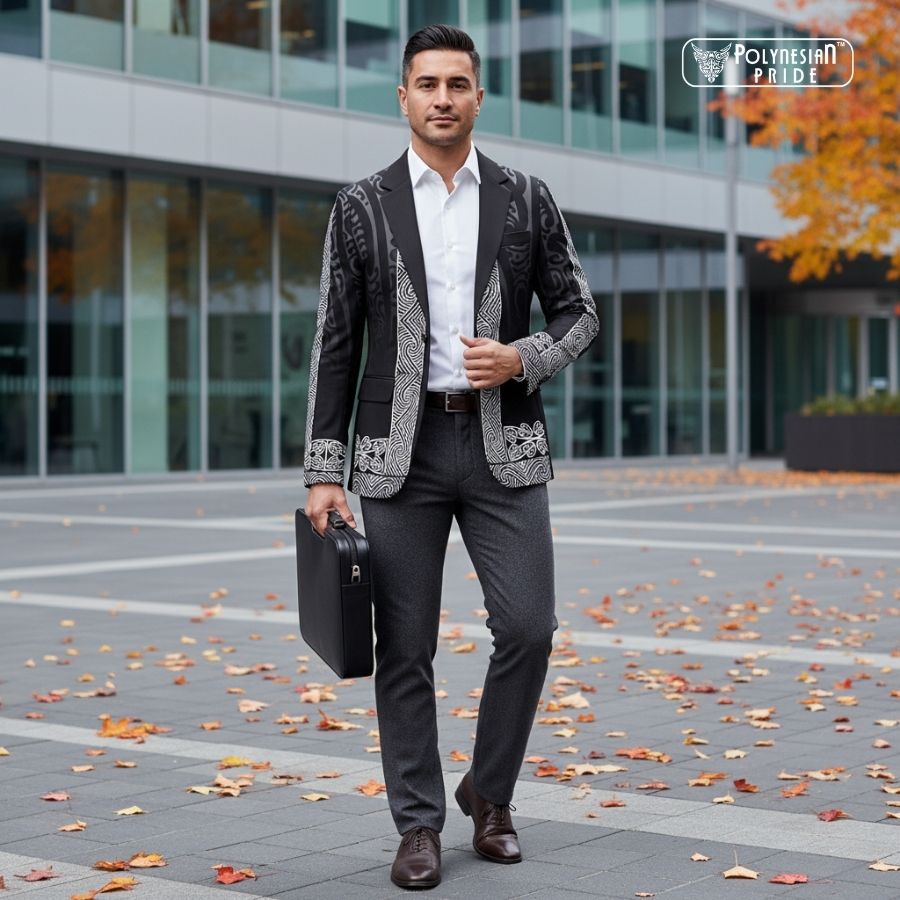 Maori Kowhaiwhai Blazer Pango Maui and Mangopare - Autumn Clothing in New Zealand