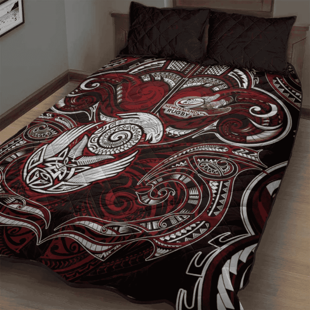 New Zealand Aotearoa Rugby Quilt Bed Set Maori Fern Tattoo Art DT02