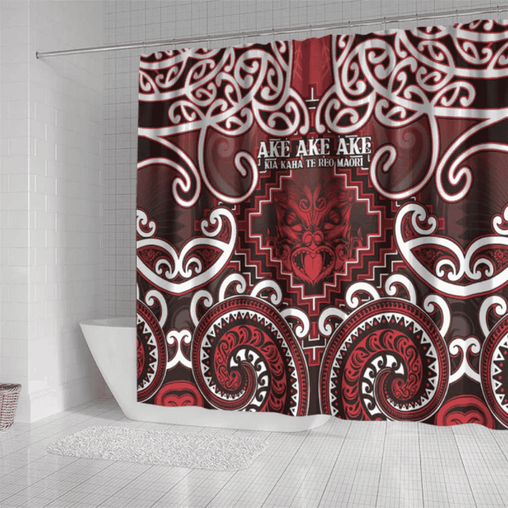 New Zealand Aotearoa Shower Curtain Te Reo Maori Ake Ake Ake LT05