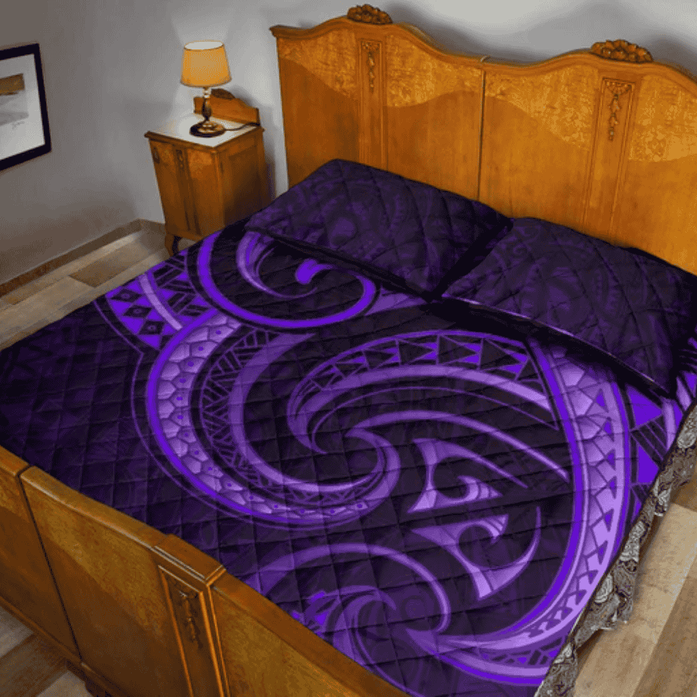 New Zealand Maori Mangopare Quilt Bed Set Polynesian - Purple