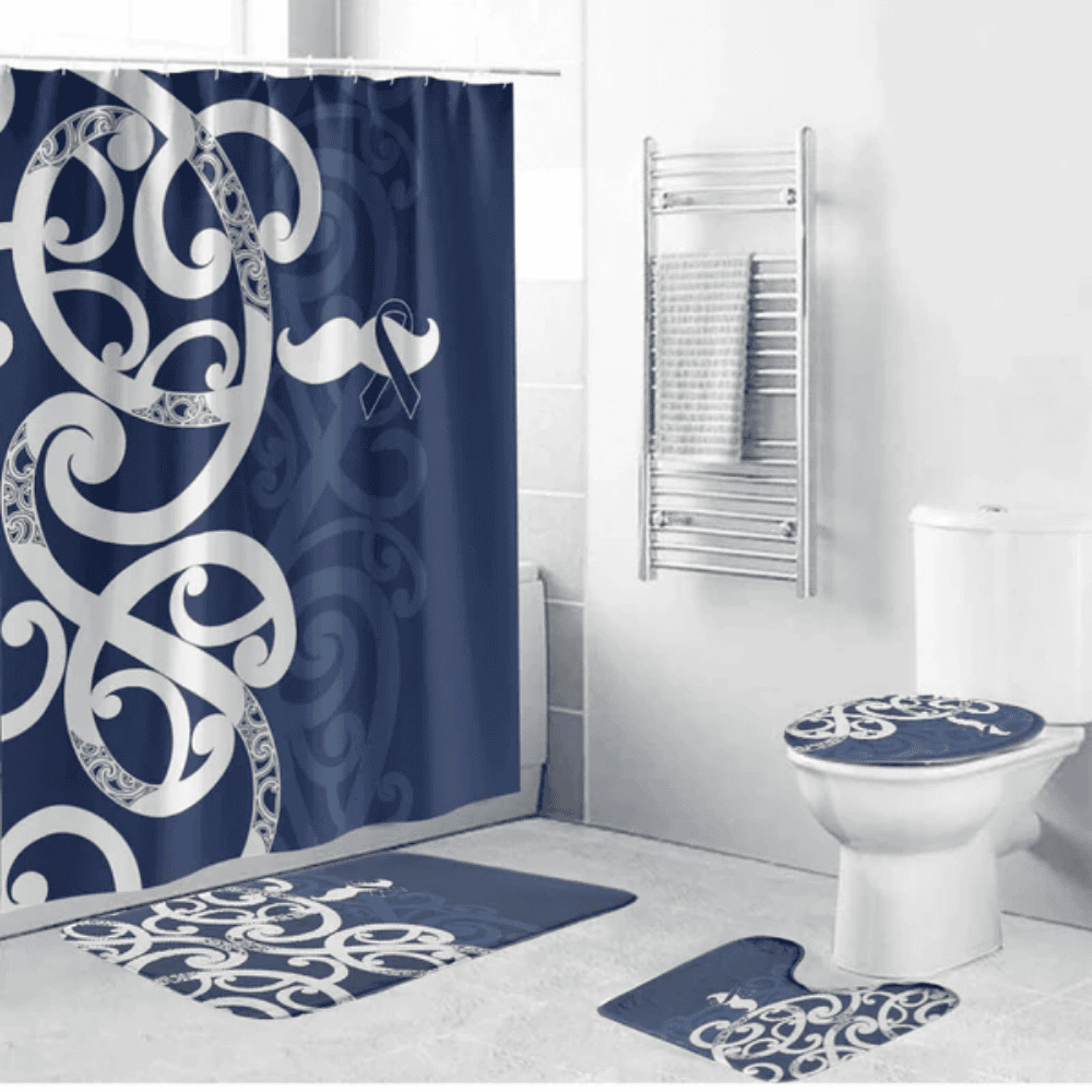 New Zealand Maori Mo Bros Bathroom Set Blue Ribbon With Koru Kowhaiwhai LT7