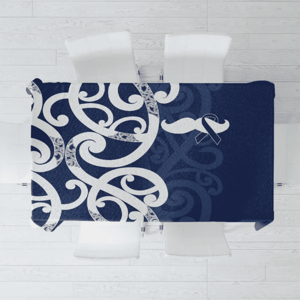 New Zealand Maori Mo Bros Tablecloth Blue Ribbon With Koru Kowhaiwhai LT7