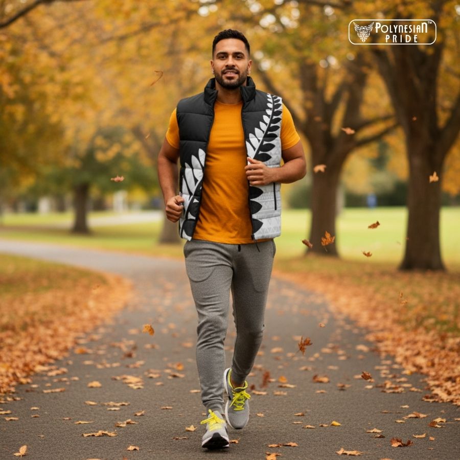 New Zealand Silver Fern Niho Taniwha Sleeveless Puffer Jacket - Autumn Clothing in New Zealand