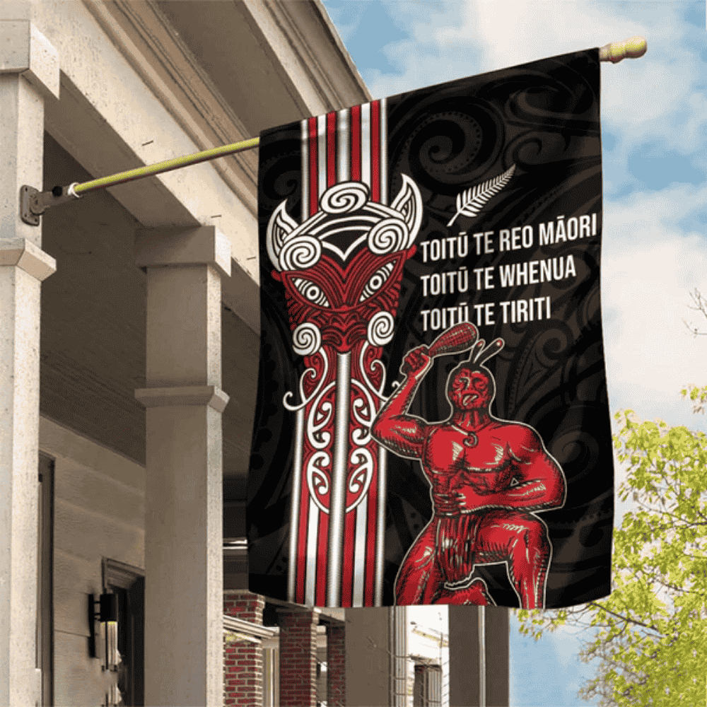 Toitu Te Reo Maori Toitu Te Whenua Toitu Te Tiriti Garden Flag Maori Warrior New Zealand LT01