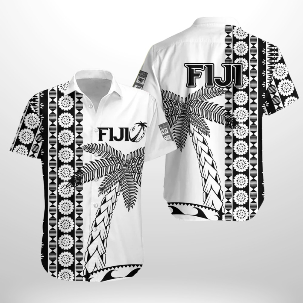 Fiji Rugby Hawaiian Shirt - Coconut Tree With Tapa Pattern - LT12