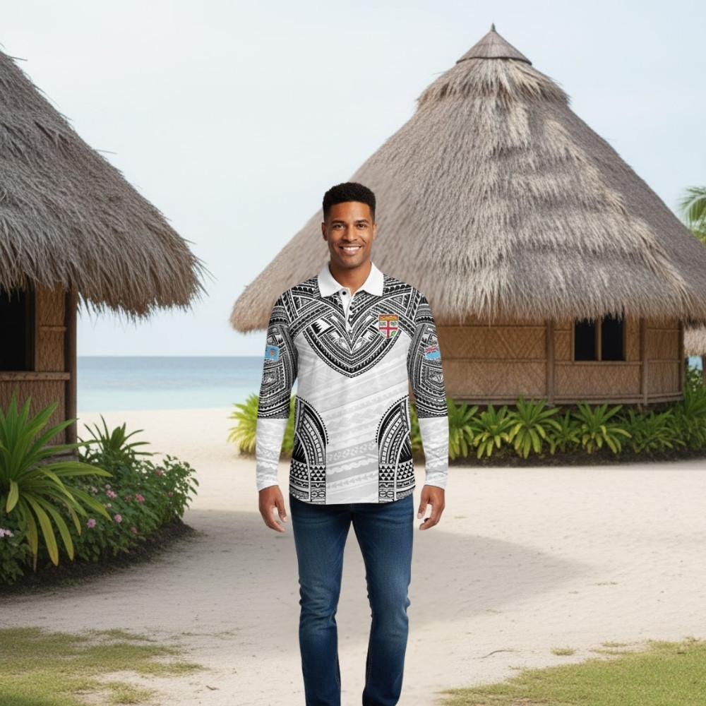 Flying Fijians Pacific Fiji Rugby Custom Button Sweatshirt Polynesian Pattern LT9