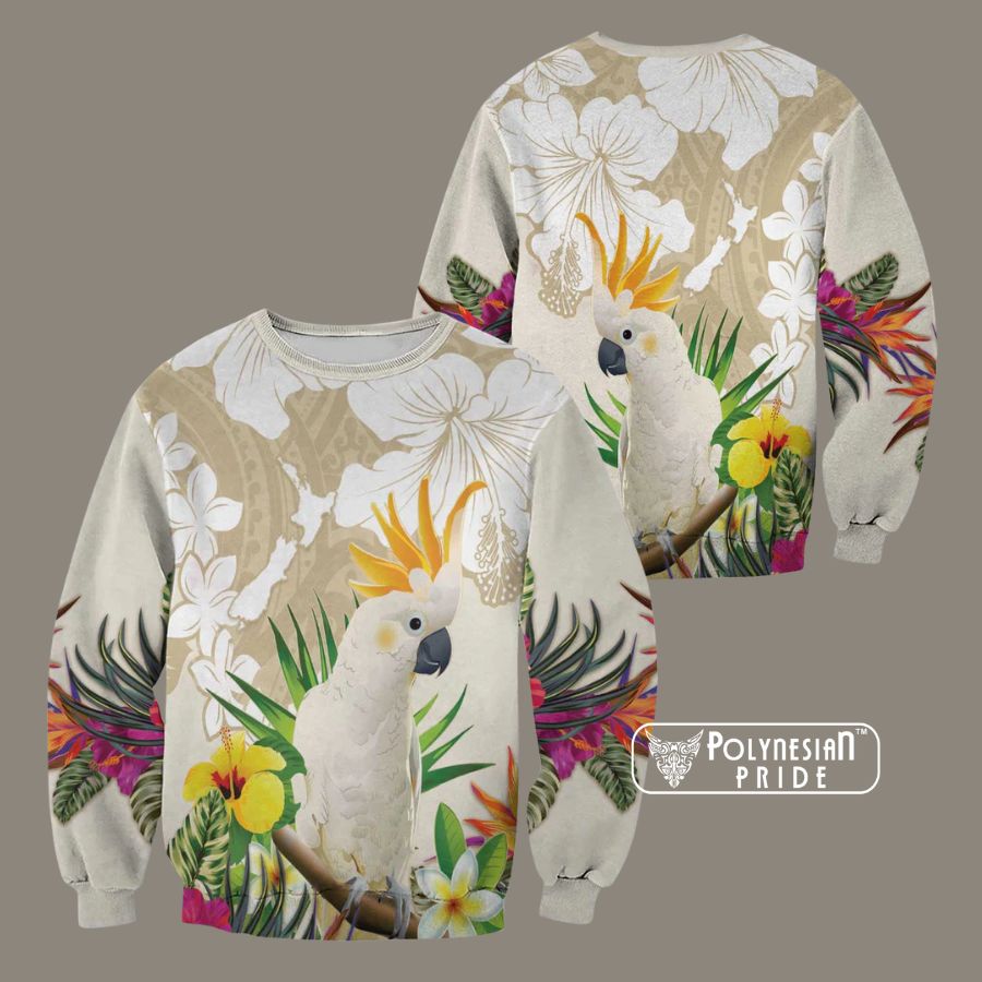 New Zealand Cacatua Galerita Sweatshirt Aotearoa Cockatoo Tropical Flowers back - Autumn Outfit Ideas in New Zealand New Zealand Cacatua Galerita Sweatshirt Aotearoa Cockatoo Tropical Flowers back - Autumn Outfit Ideas in New Zealand