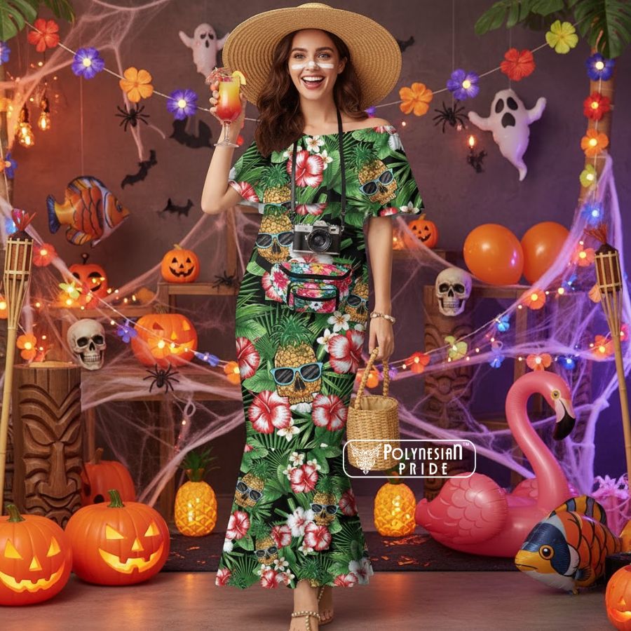 Pineapple Skull Aloha Hawaii Mermaid Dress - hawaiian halloween costume