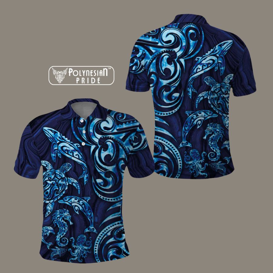 Polo Shirt Maori Tribal and Sea Animals Tattoo back - Autumn Outfit Ideas in New Zealand Polo Shirt Maori Tribal and Sea Animals Tattoo back - Autumn Outfit Ideas in New Zealand