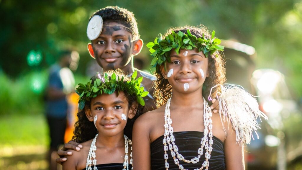 solomon islands kids - solomon islands flag Children in traditional Solomon Islands attire celebrating cultural unity and diversity.