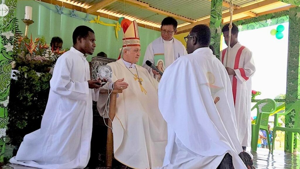 Catholic ceremony in the Solomon Islands, reflecting Christianity’s strong presence.