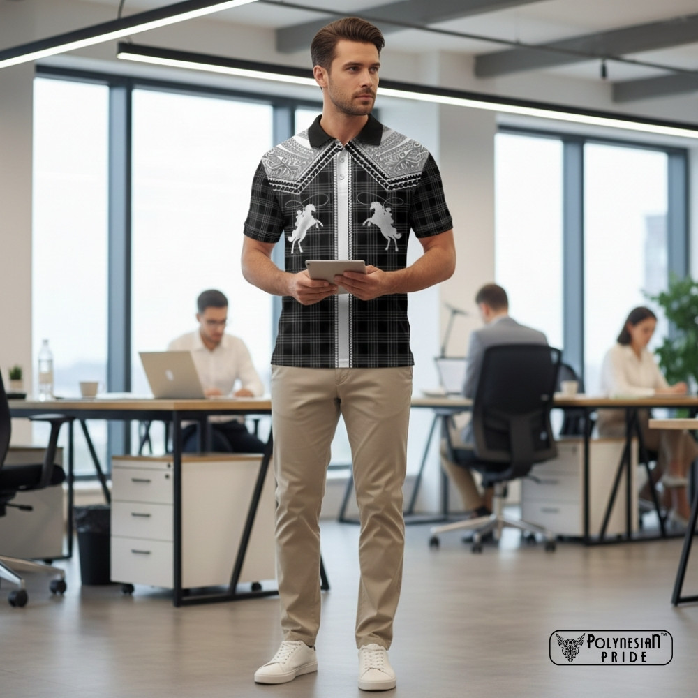 Aloha Hawaii Cowboys Paniolo Polo Shirt Black Palaka LT7 Aloha Hawaii Cowboys Paniolo Polo Shirt Black Palaka LT7