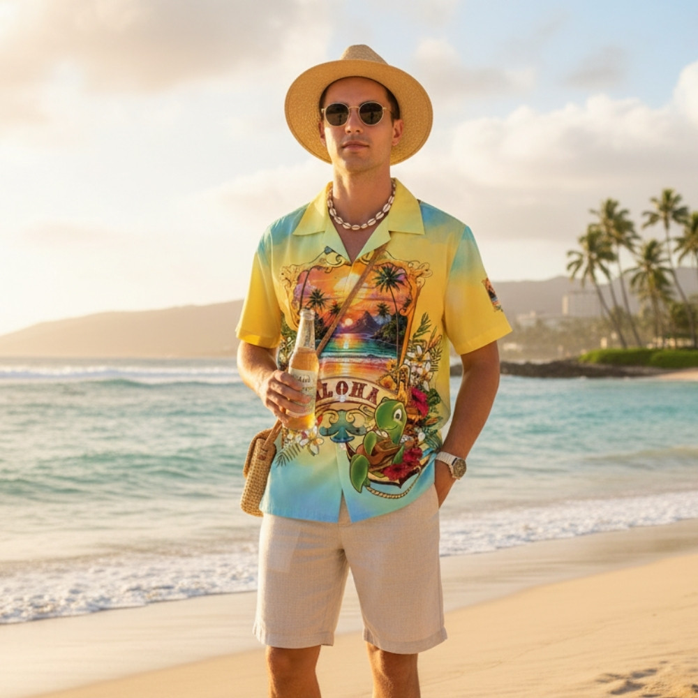 Aloha Hawaii Turtle Hawaiian Shirt Retro Style LT05 Aloha Hawaii Turtle Hawaiian Shirt Retro Style LT05