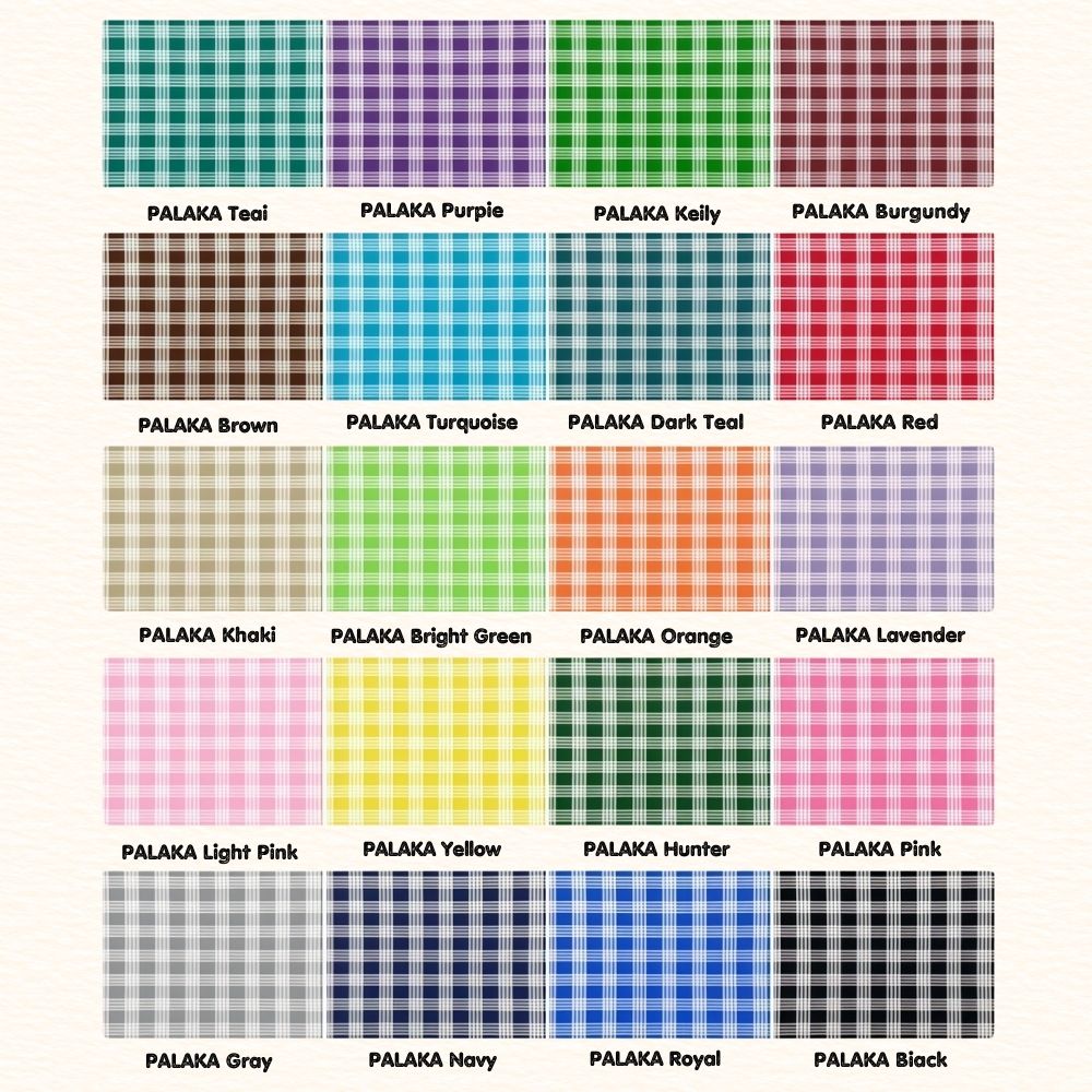 Color chart of modern Palaka Color chart of modern Palaka patterns in multiple shades.