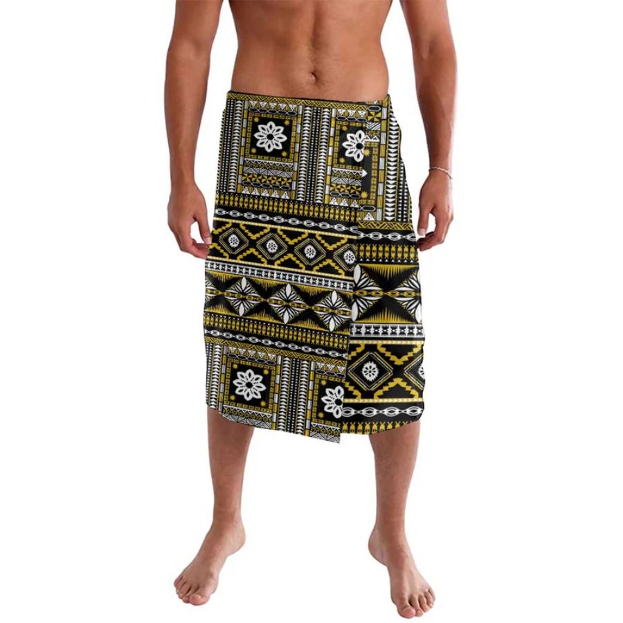 Fiji Masi Tapa Pattern Yellow Lavalava - What to Wear in Fiji Fiji Masi Tapa Pattern Yellow Lavalava - What to Wear in Fiji