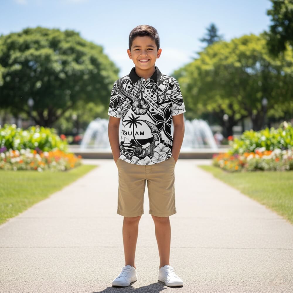 Guam Hafa Adai Guasali Flowers Kid Polo Shirt LT9