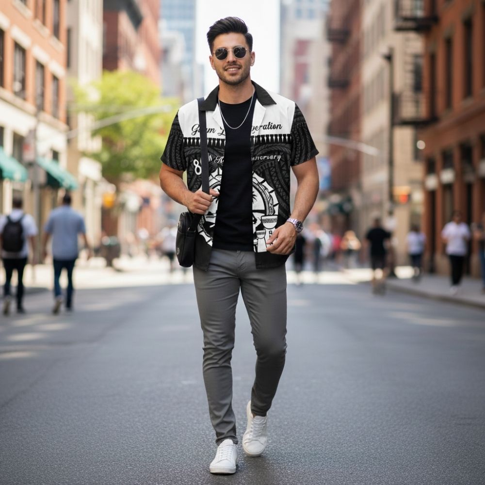 Guam Liberation Day Hawaiian Shirt Biba Guahan Chamorro 80th Anniversary - Black LT14