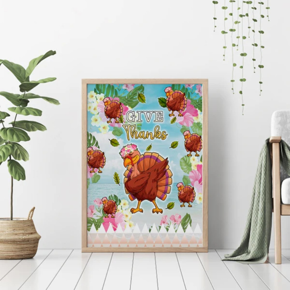 Hawaii Thanksgiving Canvas Wall Art Funny Turkey Dabbing Dance LT05 - thanksgiving Hawaii Thanksgiving Canvas Wall Art Funny Turkey Dabbing Dance LT05
