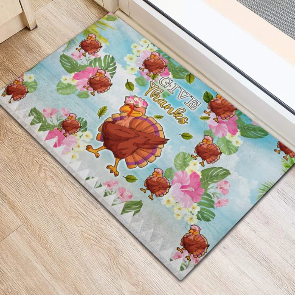 Hawaii Thanksgiving Rubber Doormat Funny Turkey Dabbing Dance LT05 - thanksgiving Hawaii Thanksgiving Rubber Doormat Funny Turkey Dabbing Dance LT05