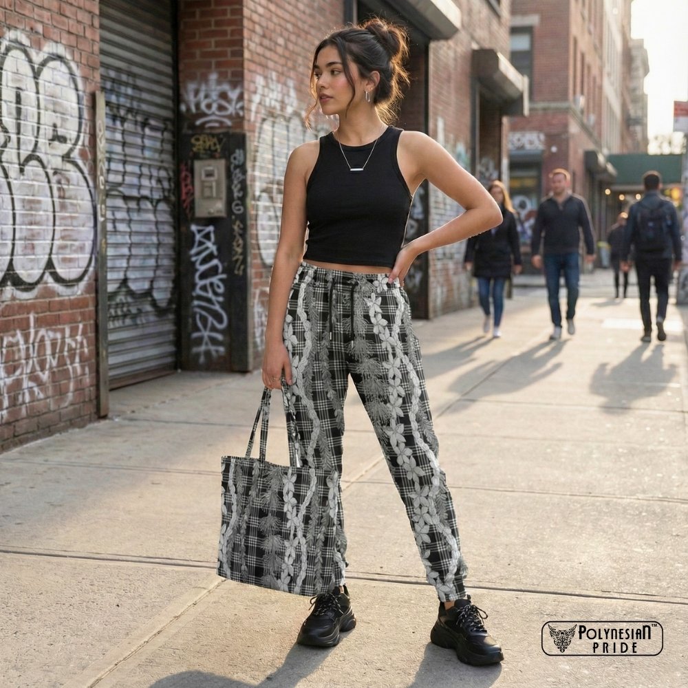 Hawaiian Ohia Lehua Lei Jogger Pants Plaid Palaka Eleele Pattern LT9 Hawaiian Ohia Lehua Lei Jogger Pants Plaid Palaka Eleele Pattern LT9