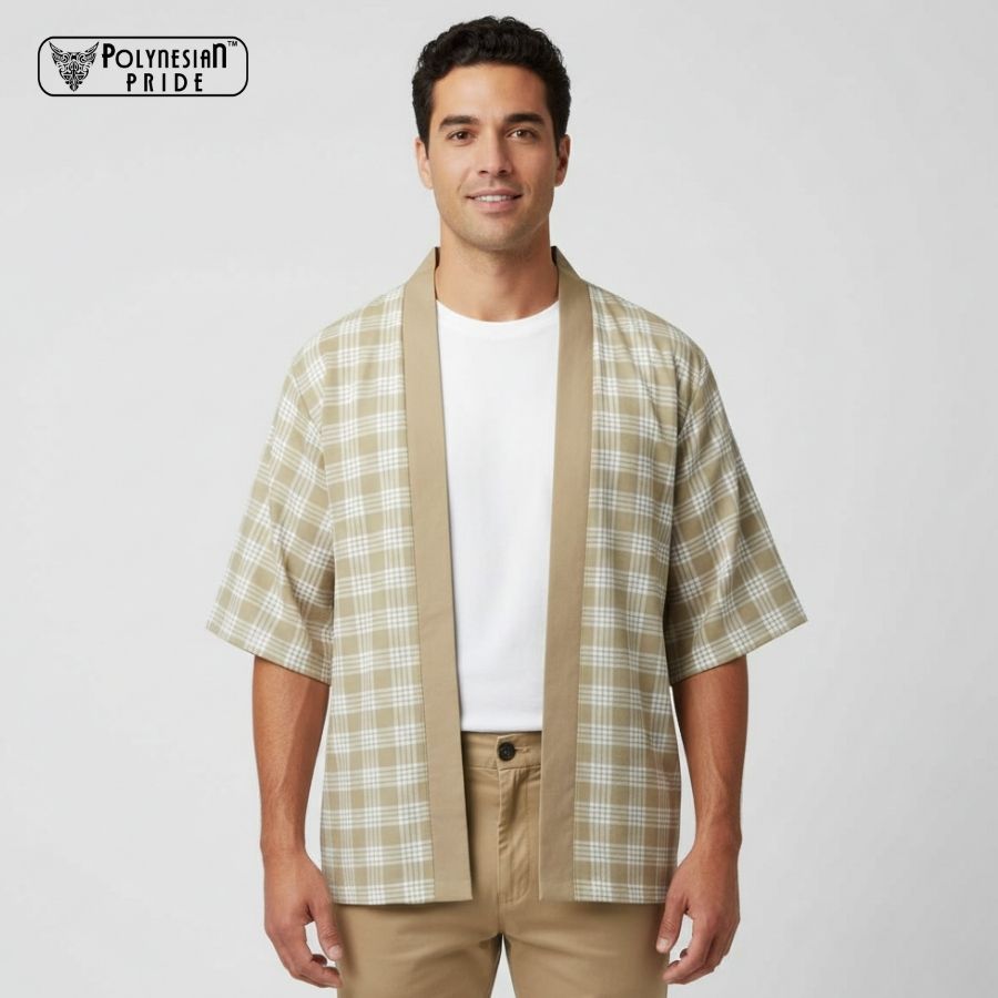 Khaki Japanese Palaka Pride Kimono - palaka fabric Khaki Japanese Palaka Pride Kimono - palaka fabric