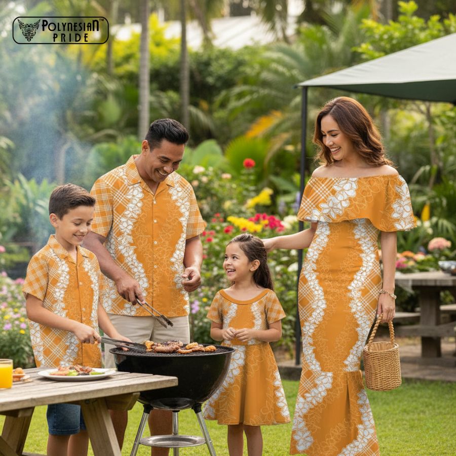 Orange Palaka Family Matching outfit