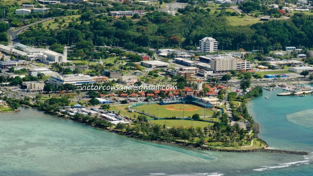 Arial view of Hagåtña capital of Guam