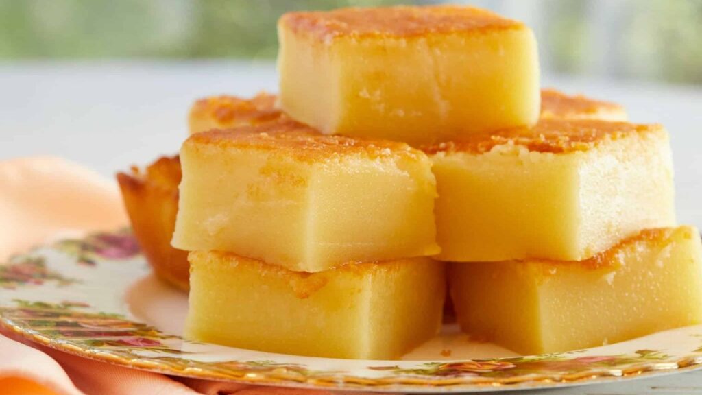 Butter mochi in Hawaiian style