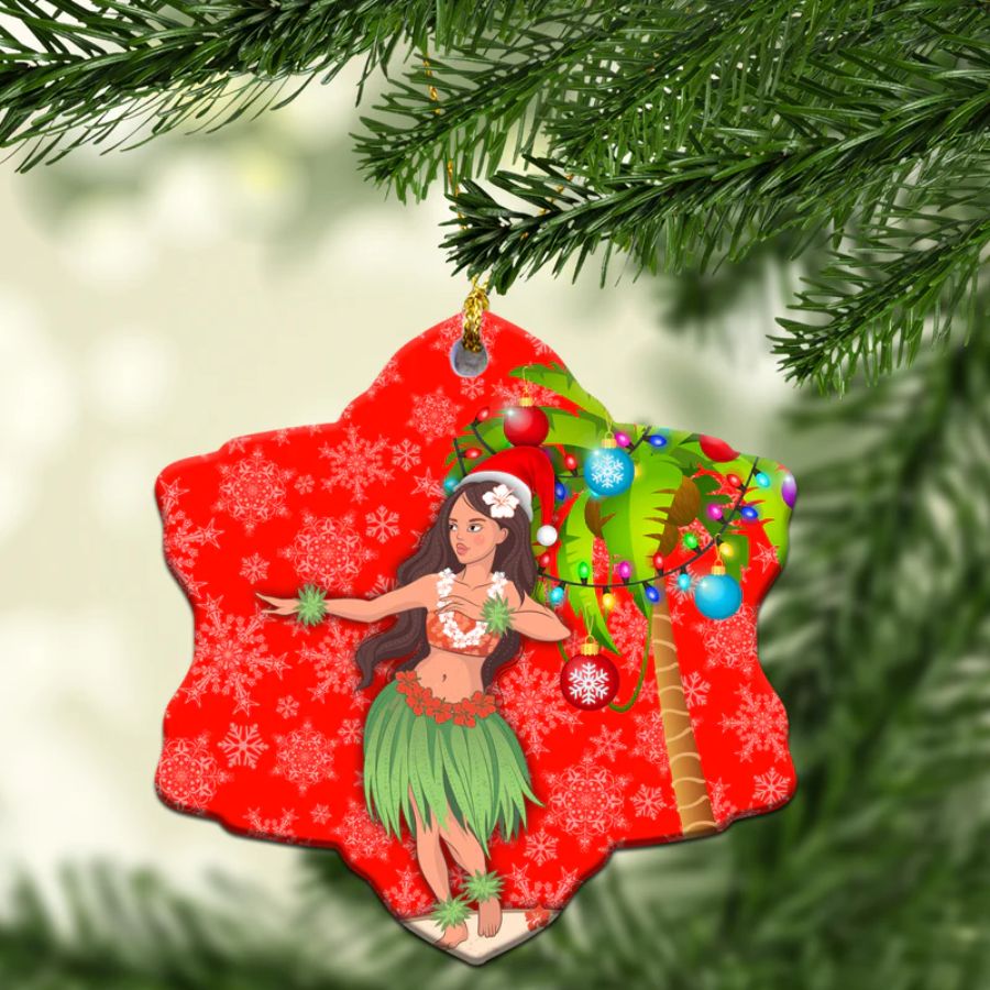 Hawaii Christmas Hula Girl Ornament